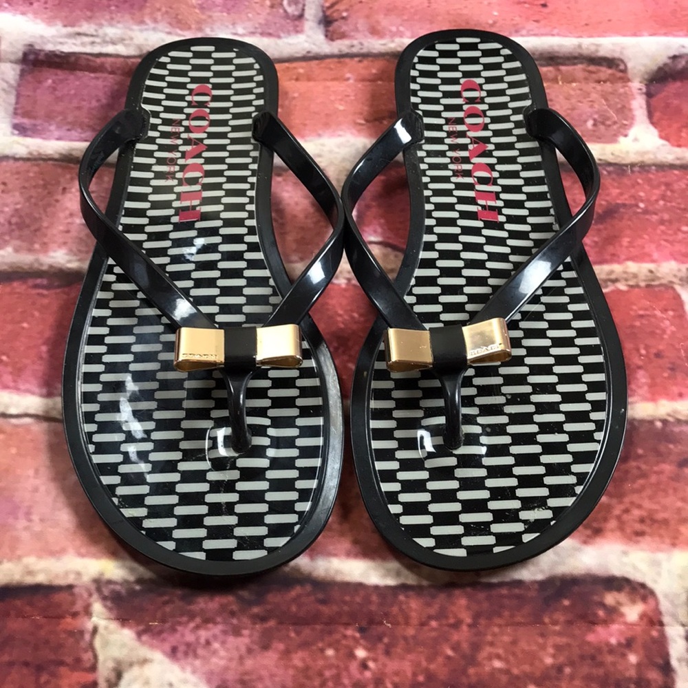 Coach black jelly flip flops Size 7b